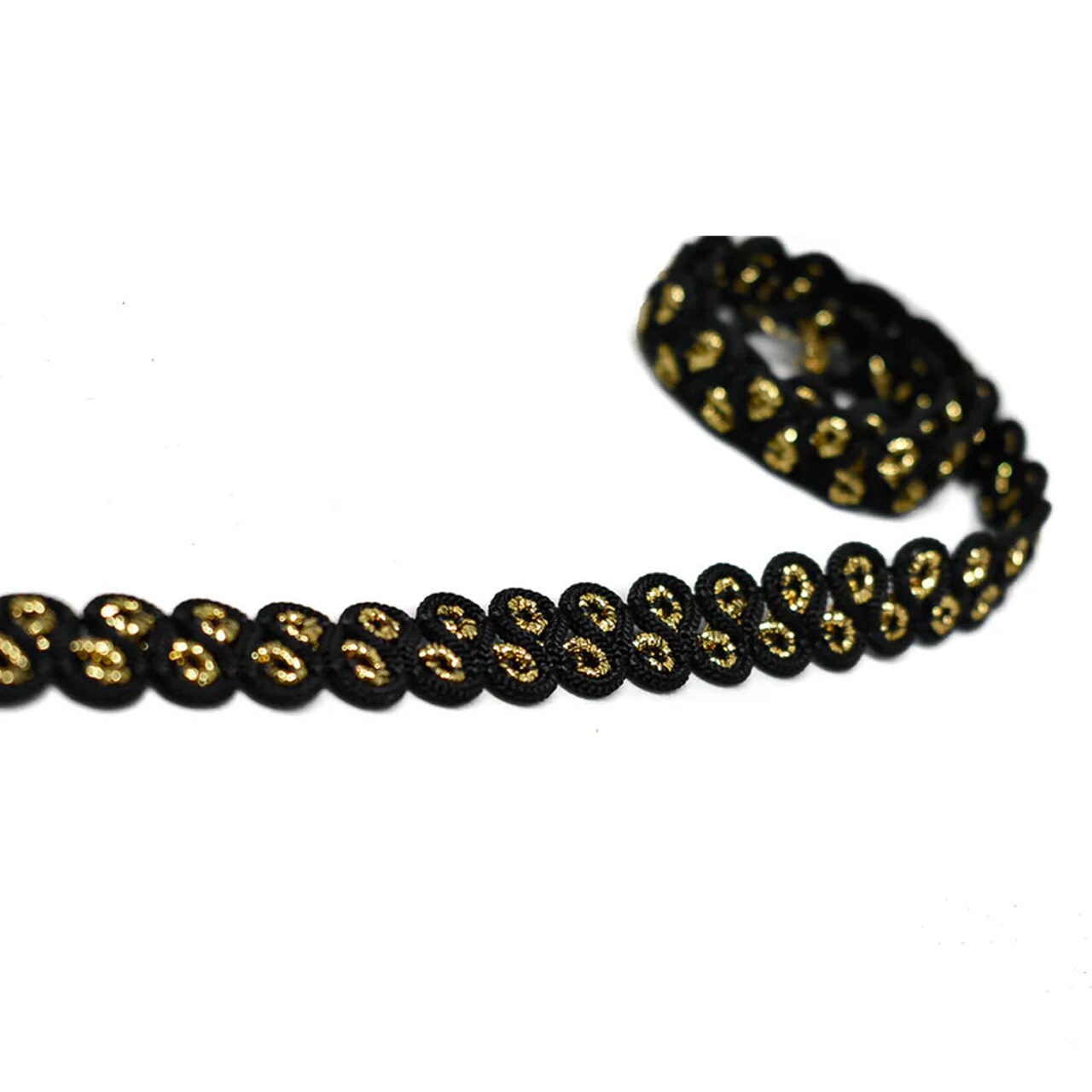 Black and Metallic Gold Gimp Trim Decorative DIY Craft Ribbon 0.50 inch Width